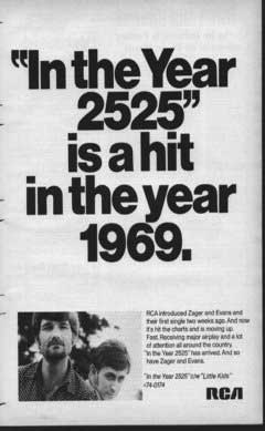 "In the Year 2525" is a hit in the year 1969
